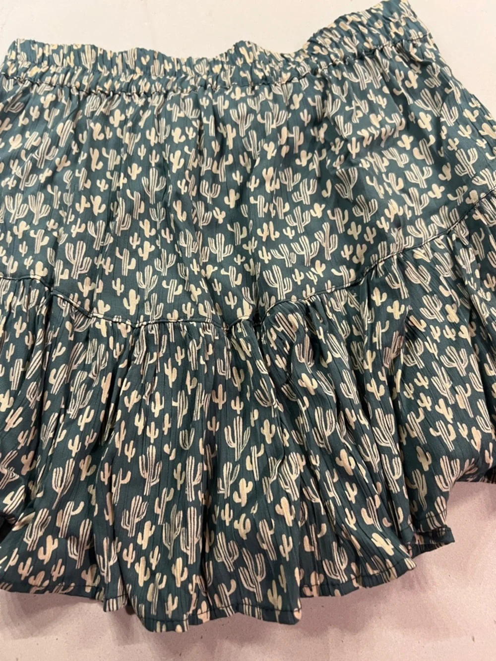 Angie Teal Cactus Print Ruffle Skort - Picture 5 of 5